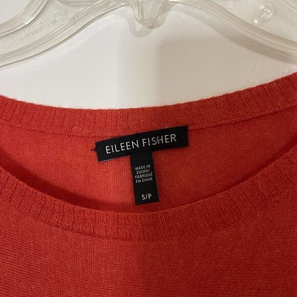 EILEEN FISHER Orange Knit Long sleeve Lightweight sweater top size Small - Picture 2 of 4